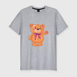 Мужская slim-футболка Милый плюшевый медвеженок