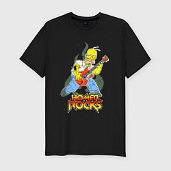 Мужская slim-футболка Гомер - рок гитарист