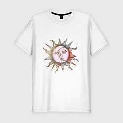Мужская slim-футболка Солнце и луна - Солнцестояние