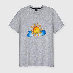 Мужская slim-футболка Солнышко и облака