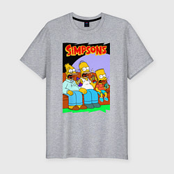 Мужская slim-футболка Симпсоны мужики пялятся в ящик