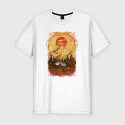 Мужская slim-футболка Внедорожник и солнце
