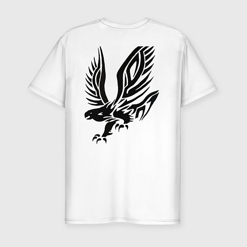 Мужская slim-футболка Чёрный орел охотится / Белый – фото 2