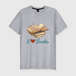 Мужская slim-футболка Я люблю книги