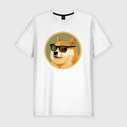 Мужская slim-футболка Пёсик Доге в очках
