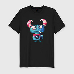 Футболка slim-fit Маленький монстр с фотоаппаратом, цвет: черный