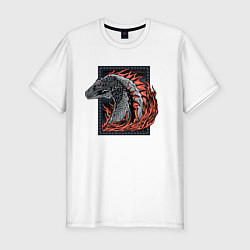 Мужская slim-футболка Дом Дракона дракон и пламя