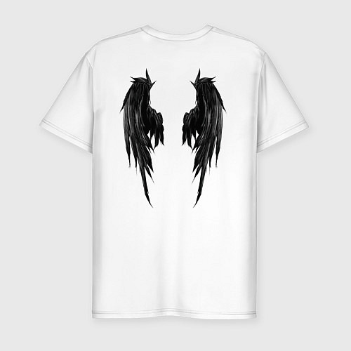Мужская slim-футболка Крылья падшего ангела / Белый – фото 2