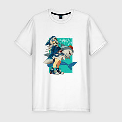 Мужская slim-футболка Гавр Гура с акулой
