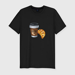 Мужская slim-футболка Кофе с круассаном