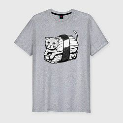 Мужская slim-футболка Суши-кот