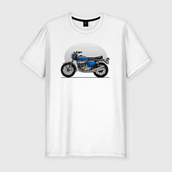 Мужская slim-футболка Синий классический мотоицкл