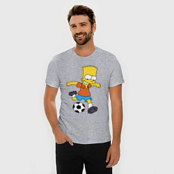 Футболка slim-fit Барт Симпсон бьёт по футбольному мячу, цвет: меланж — фото 2