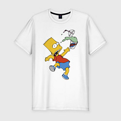 Мужская slim-футболка Барт Симпсон выронил стаканчик с лимонадом