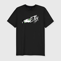 Футболка slim-fit Anime green eyes, цвет: черный