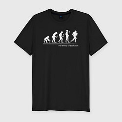 Мужская slim-футболка Теория эволюции - американский футбол