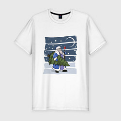 Футболка slim-fit Дед Мороз Идет, цвет: белый