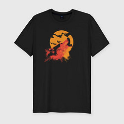 Мужская slim-футболка Вой на оранжевую луну