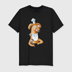 Футболка slim-fit Собака - повар, цвет: черный