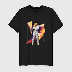 Мужская slim-футболка Золотой голографический космонавт