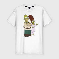 Футболка slim-fit Homer and Marge in Shrek style, цвет: белый