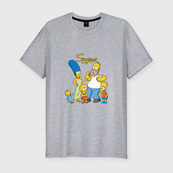 Мужская slim-футболка The Simpsons - happy family