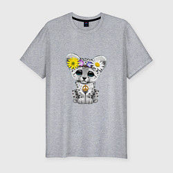 Мужская slim-футболка Мир - Снежный Леопард