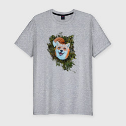 Мужская slim-футболка Счастливая улыбающаяся лисичка