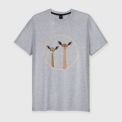 Мужская slim-футболка Пара газелей геренук в рамочке