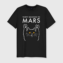 Футболка slim-fit Thirty Seconds to Mars rock cat, цвет: черный