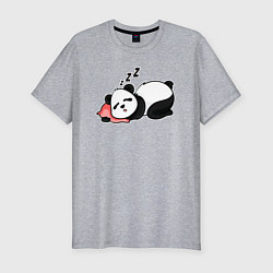 Футболка slim-fit Дрыхнущая панда, цвет: меланж