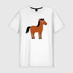 Мужская slim-футболка Забавная лошадь