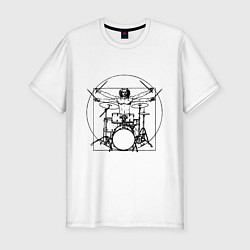 Мужская slim-футболка Vitruvian drummer