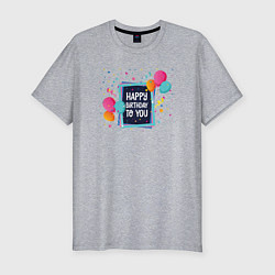 Мужская slim-футболка Поздравление с Днем рождения