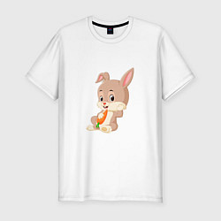 Мужская slim-футболка Кролик с морковочкой