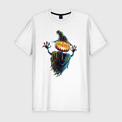 Футболка slim-fit Огородное пугало - Halloween, цвет: белый