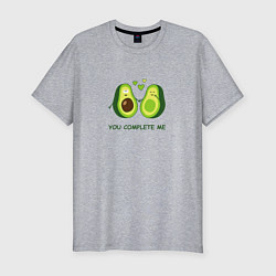 Футболка slim-fit Влюбленные авокадо Милые авокадики, цвет: меланж
