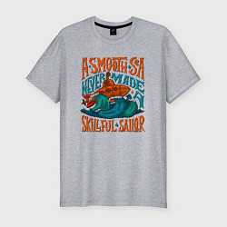Мужская slim-футболка Подводная лодка и волны