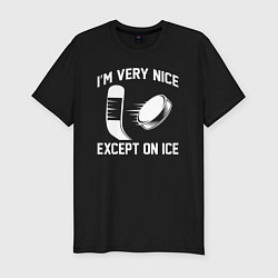 Мужская slim-футболка Я очень милый на льду - игра слов