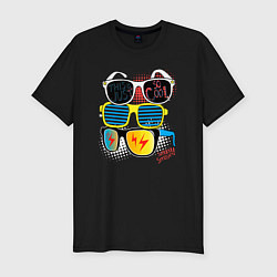 Футболка slim-fit Поп арт очки, цвет: черный