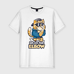 Мужская slim-футболка Кот с жестом по локоть