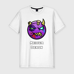 Футболка slim-fit Geometry Dash medium demon, цвет: белый