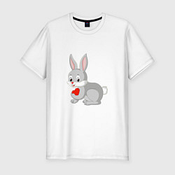 Мужская slim-футболка Кролик и сердечко