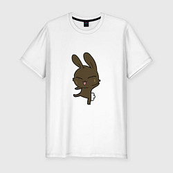 Мужская slim-футболка Прикольный кролик