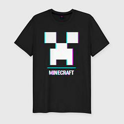 Мужская slim-футболка Minecraft в стиле glitch и баги графики