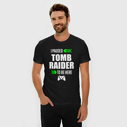 Футболка slim-fit I paused Tomb Raider to be here с зелеными стрелка, цвет: черный — фото 2