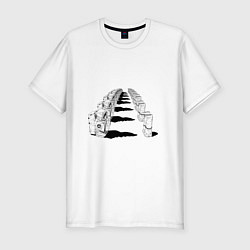 Мужская slim-футболка Человек бензопила - Космонавты