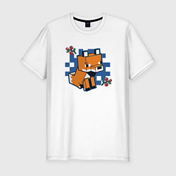 Мужская slim-футболка Лиса из Майнкрафта