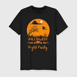 Мужская slim-футболка Добро пожаловать на halloween night party