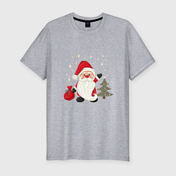 Мужская slim-футболка Дед Мороз с подарками Новый год